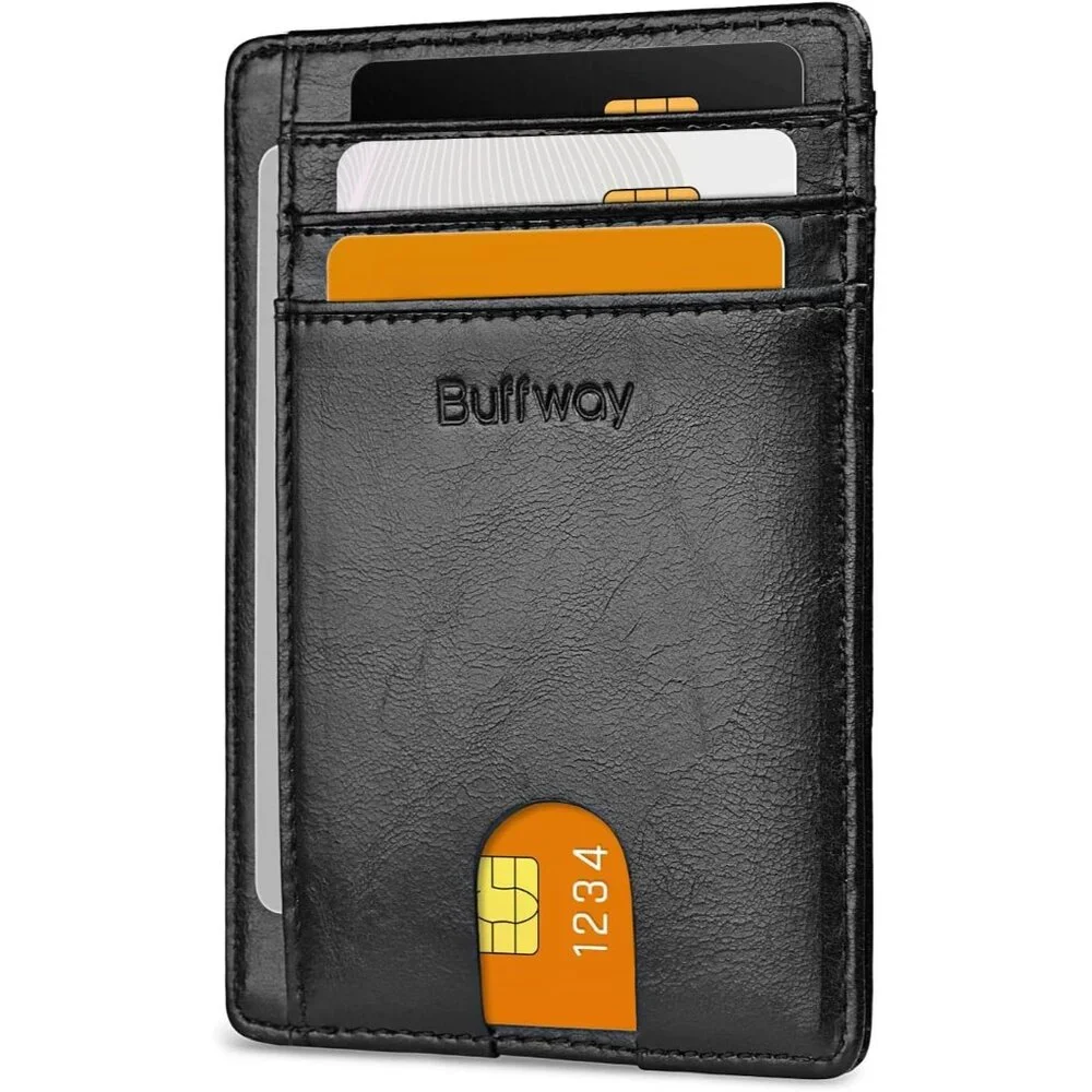 Slim Minimalist Front Pocket RFID Blocking Leather Wallets for Men and Women
